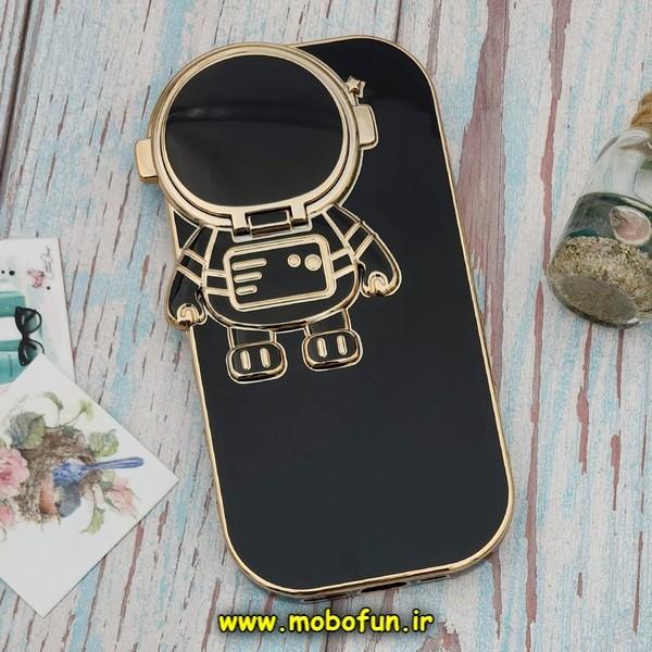 قاب گوشی iPhone 14 Pro آیفون طرح ژله ای فضانورد مای کیس گلد لاین Creative Case محافظ لنز دار مشکی کد 155